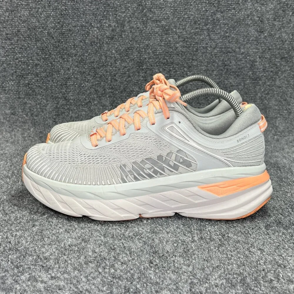 Hoka Bondi 7 Running Shoes Women's‎ Size 8.5 Grey Athletic Training Run Sneakes